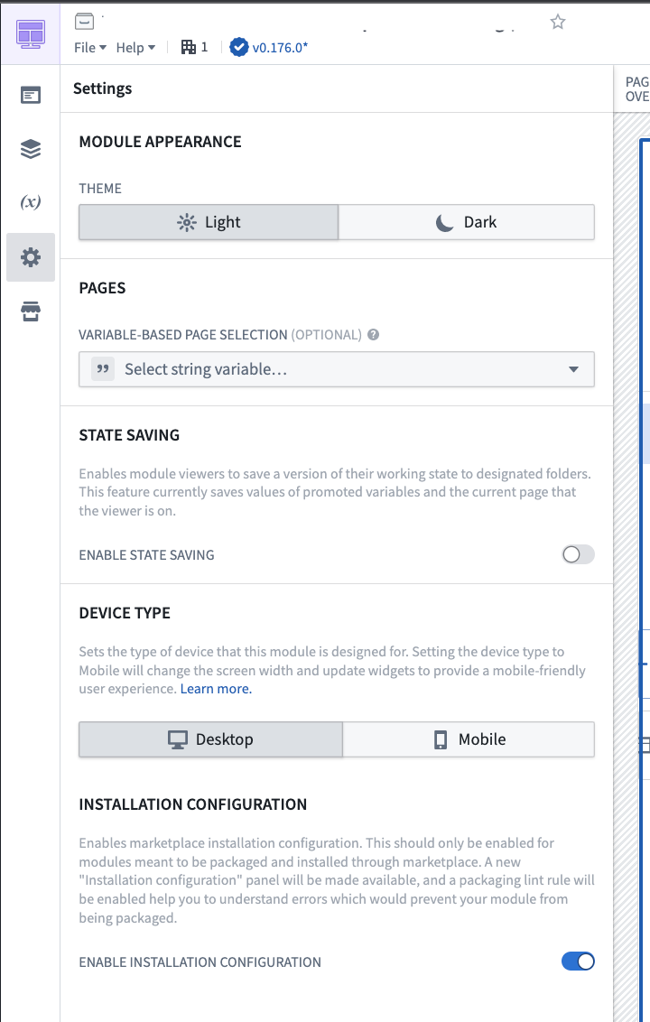 enable installation configuration