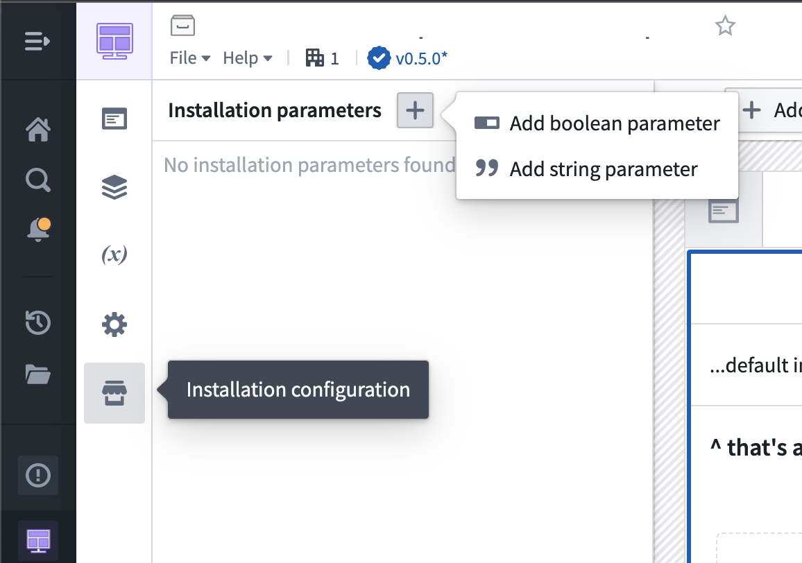 installation configuration panel