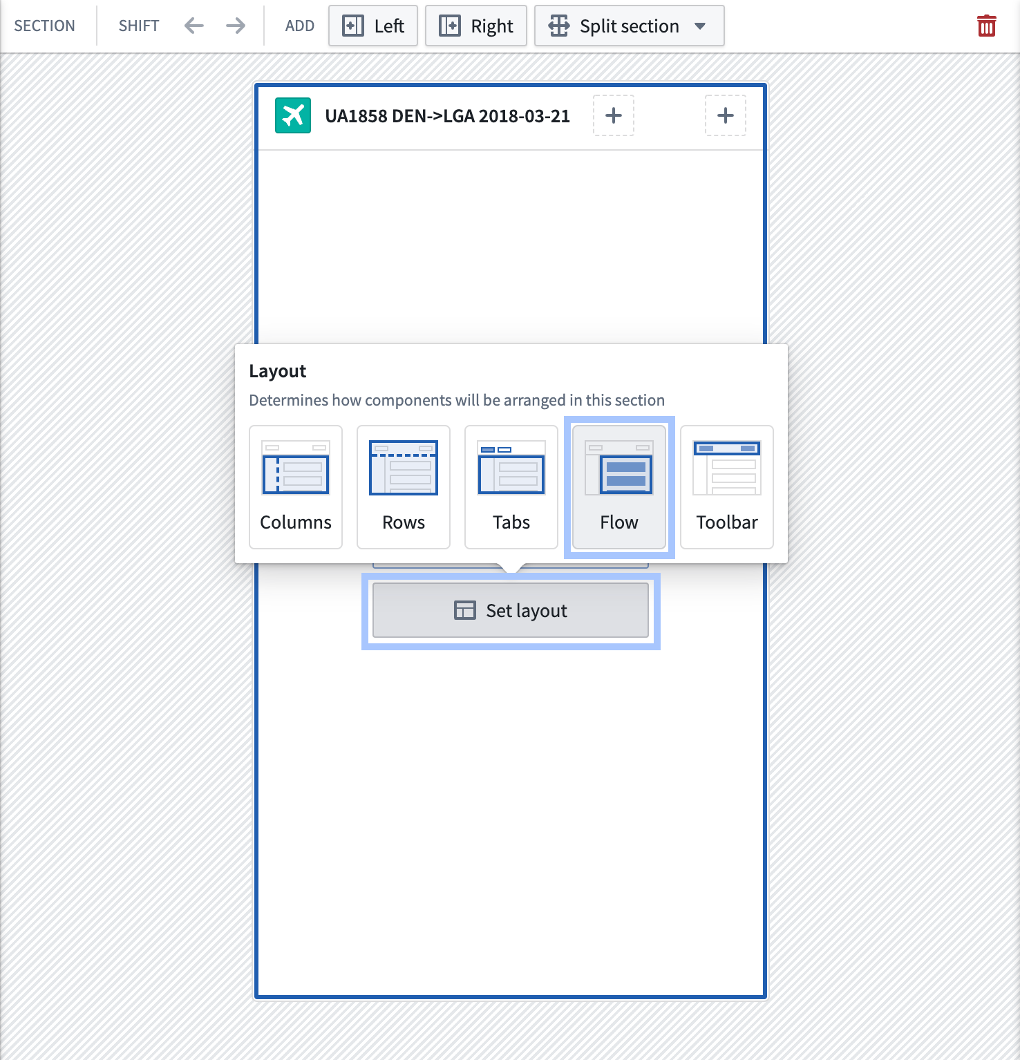 set flow layout