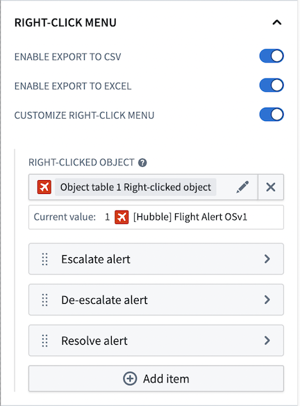 An example configuration of a right-click menu in Workshop.