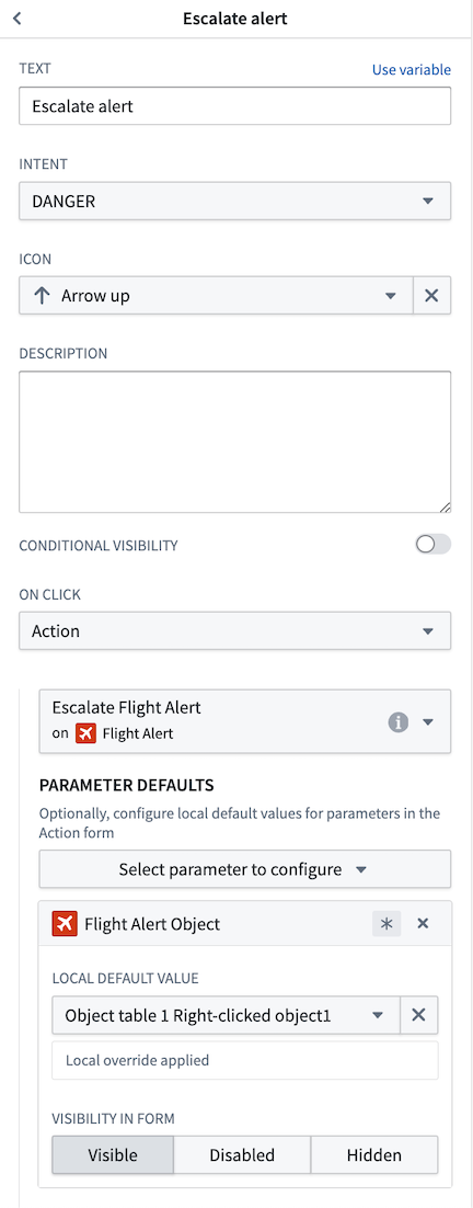 Additional configuration options for adding an Action to a right-click menu.