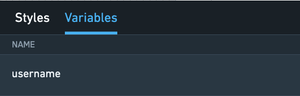 The Variable tab in Slate with `username` set. 