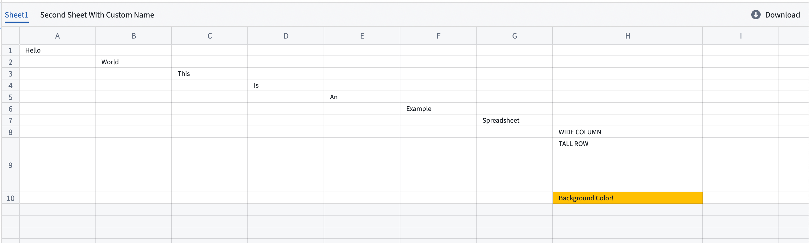An example of a Spreadsheet Display widget.