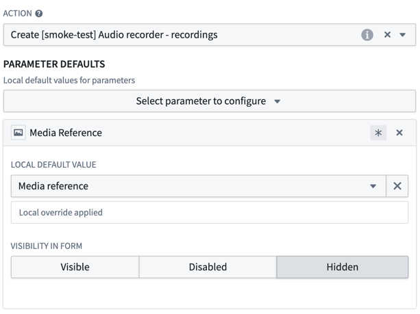 Audio recorder widget media reference parameter default.