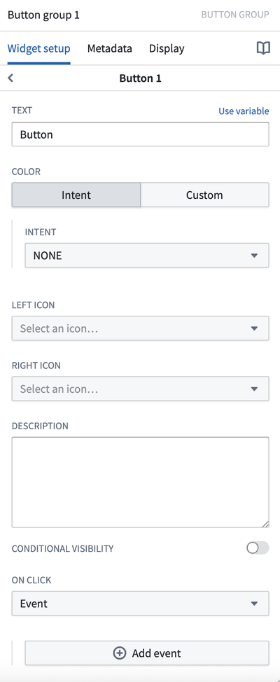 Configuration for a button within the button group widget