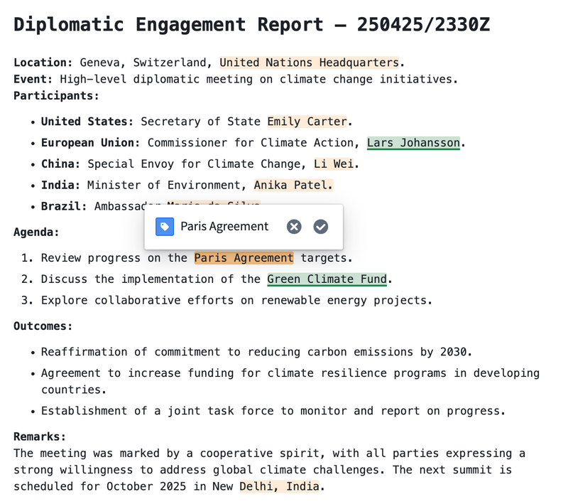 A Markdown widget example with annotations.
