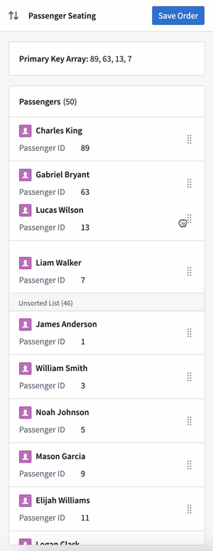 Object list widget reordering configuration fields.