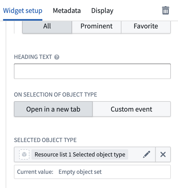 Configuration for the variable holding selected item on the list