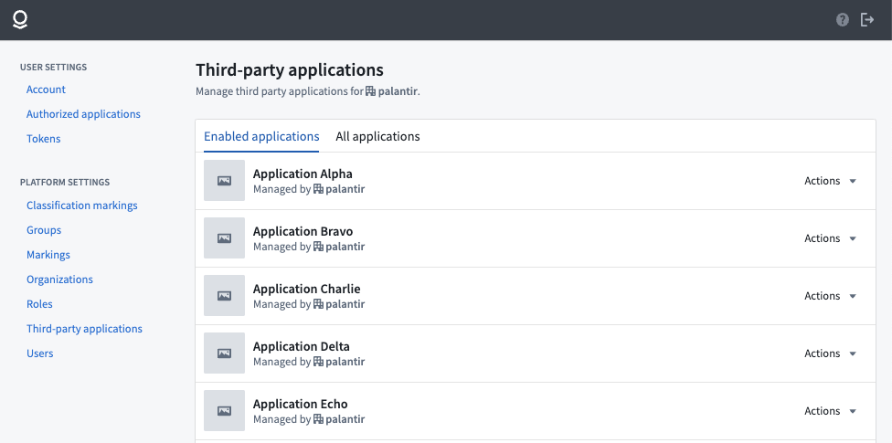 Third-party applications tab