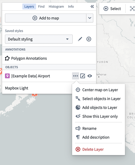 Layers panel with layer actions menu open