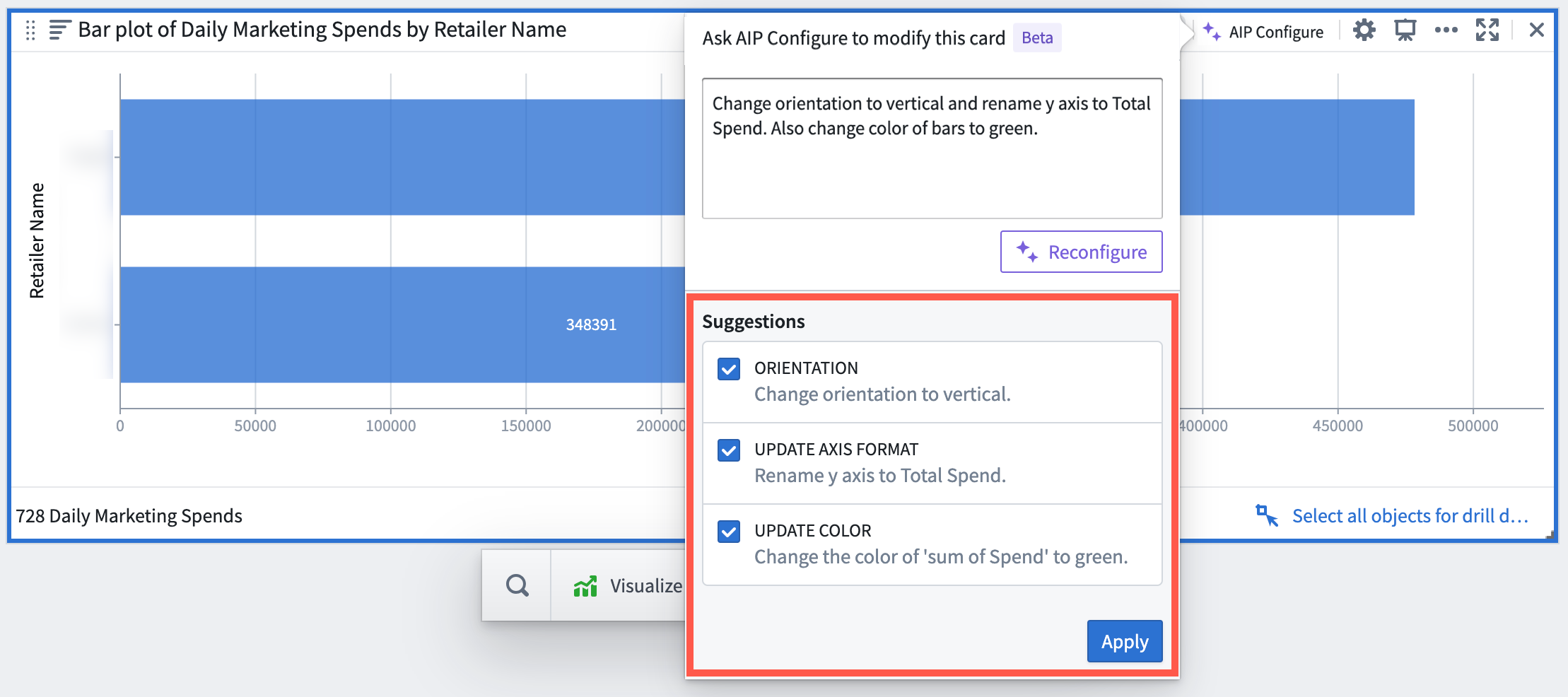 AIP Configure による提案されたカード構成の変更