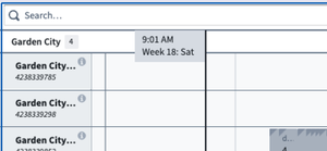 Display cursor time flag in schedule interface example.